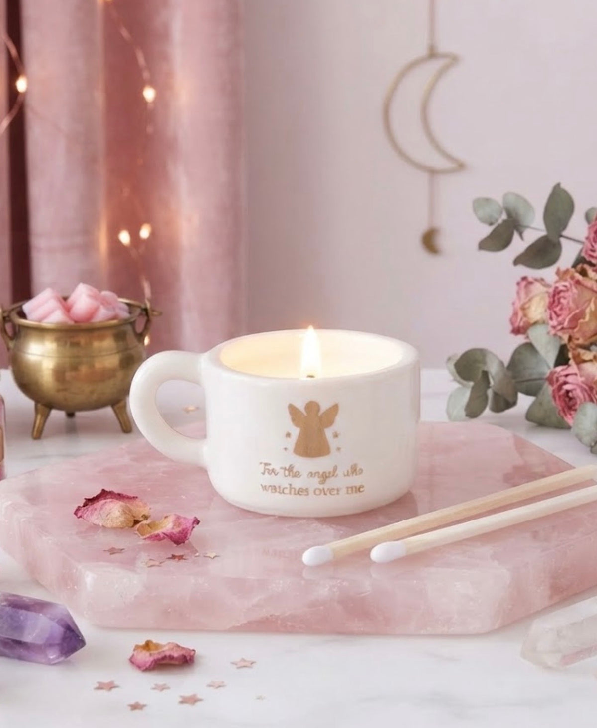 "For the Angel Who Watches Over Me" Ceramic Tealight Holder