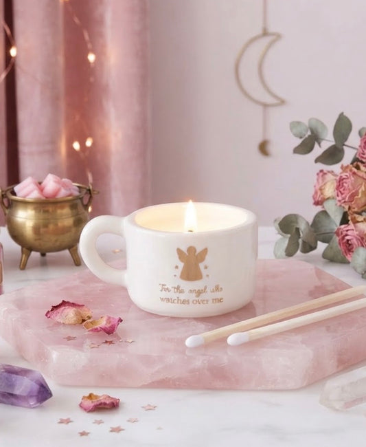 "For the Angel Who Watches Over Me" Ceramic Tealight Holder