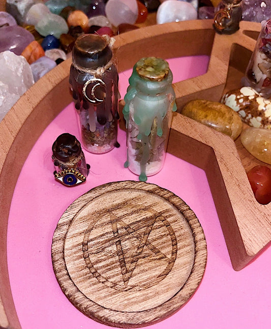 Wooden Pentagram Candle Holder