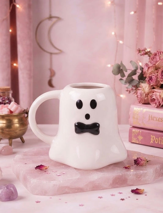 Spooky-Cute Bow Ghost Ceramic Mug